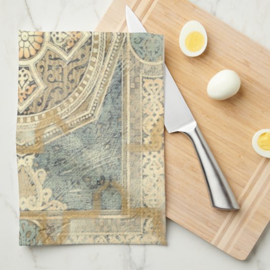 siertapijt met geometrisch ontwerp theedoek (Quarter Fold)