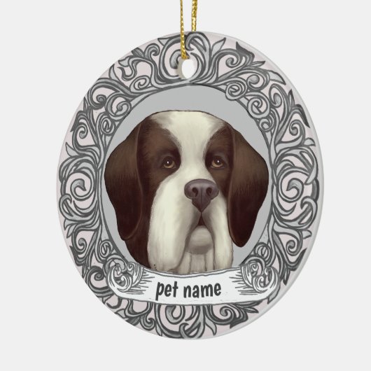Siertegel ter nagedachtenis aan St. Bernard-hond Keramisch Ornament (Links)