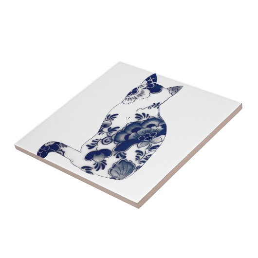 siertegels, bloemkat tegeltje (Zijkant)