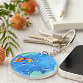 Siervijver met Koi Karper Sleutelhanger Blauw Wate (Voorkant Rechts)