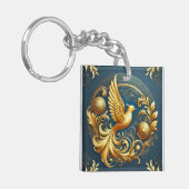 Siervogel Gouden Embleem Bedel Sleutelhanger (Voorkant Links)