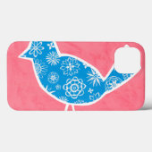 Siervogel met patronen op roze achtergrond Case-Mate iPhone case (Achterkant (horizontaal))