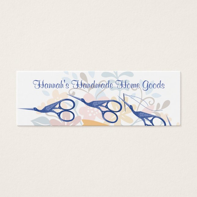 Siervogel ooievaar schaar naaiende naaister mini visitekaartjes (Voorkant)