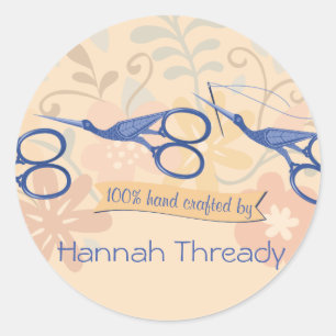 Siervogel ooievaar schaar naaiende naaister ronde sticker