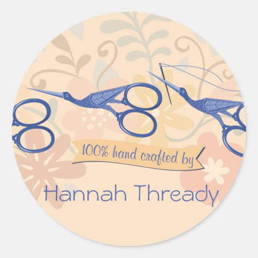 Siervogel ooievaar schaar naaiende naaister ronde sticker (Voorkant)