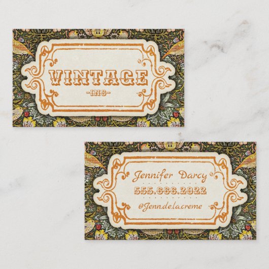  siervogels en aardbeien visitekaartje (Voorkant / Achterkant)