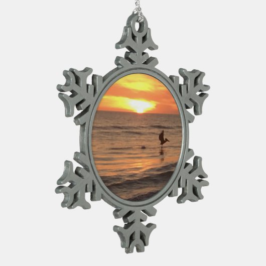 Siesta Beach herinneringen voor kerstmis Tin Sneeuwvlok Ornament (Links)