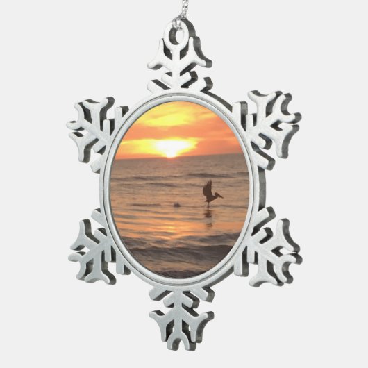 Siesta Beach herinneringen voor kerstmis Tin Sneeuwvlok Ornament (Rechts)