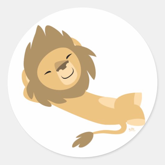 Siesta Cartoon Lion round sticker (Voorkant)