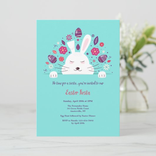 Siesta Easter Bunny Uitnodiging (Staand voorkant)