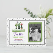 Siesta Fiesta Birthday Party Cactus Photo Invite Kaart (Staand voorkant)