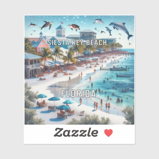 Siesta Key Beach Florida 3 inch Vinyl Sticker (Vel)