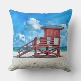 Siesta Key Beach Red LifeGuard Tower Pillow Kussen