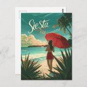 Siesta Key Beach Reisadvertentie Briefkaart (Voorkant / Achterkant)