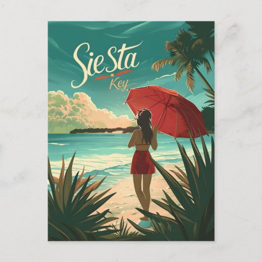 Siesta Key Beach Reisadvertentie Briefkaart (Voorkant)