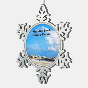 Siesta Key Beach Tin Sneeuwvlok Ornament