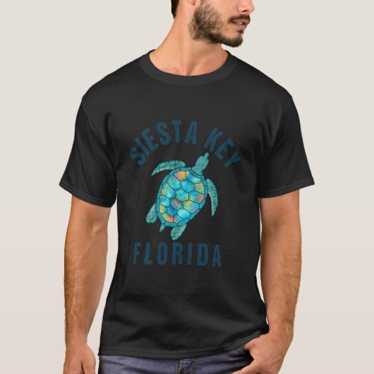 Siesta Key Fl Beach Sea Turtle Illustration T-shirt (Voorkant)