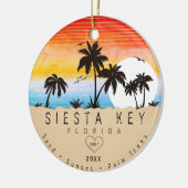Siesta Key Florida Beach Retro Sunset Souvenir 60s Keramisch Ornament (Links)