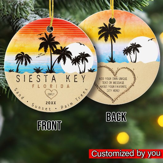 Siesta Key Florida Beach Retro Sunset Souvenir 60s Keramisch Ornament