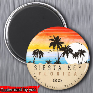 Siesta Key Florida Beach Retro Sunset Souvenir 80s Magneet