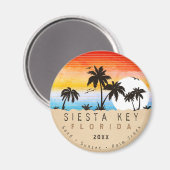 Siesta Key Florida Beach Retro Sunset Souvenir 80s Magneet (Voorkant / Achterkant)
