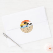 Siesta Key Florida Beach Retro Sunset Souvenir 80s Ronde Sticker (Envelop)