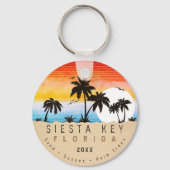 Siesta Key Florida Beach Retro Sunset Souvenir 80s Sleutelhanger (Voorkant)