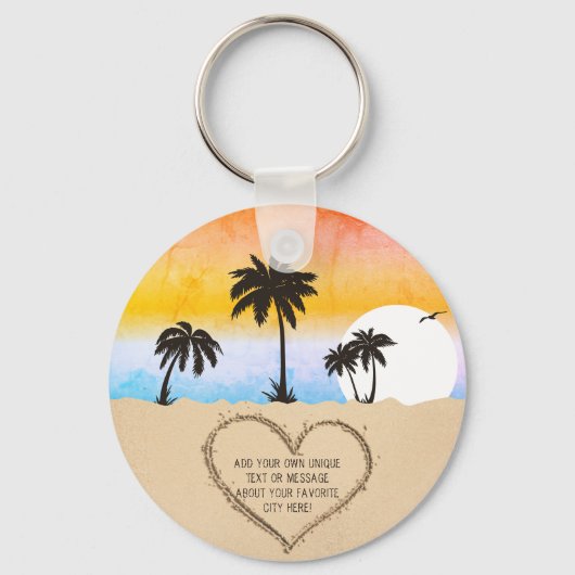 Siesta Key Florida Beach Retro Sunset Souvenir 80s Sleutelhanger (Achterkant)