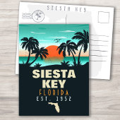 Siesta Key Florida Beach Retro Sunset Souvenirs Briefkaart
