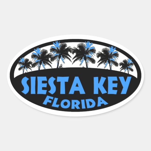 Siesta Key Florida blauwe palmen Ovale Sticker (Voorkant)
