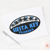 Siesta Key Florida blauwe palmen Ovale Sticker (Envelop)