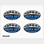 Siesta Key Florida blauwe palmen Ovale Sticker (Vel)
