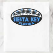 Siesta Key Florida blauwe palmen Ovale Sticker (Tas)
