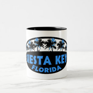 Siesta Key Florida blauwe palmen Tweekleurige Koffiemok
