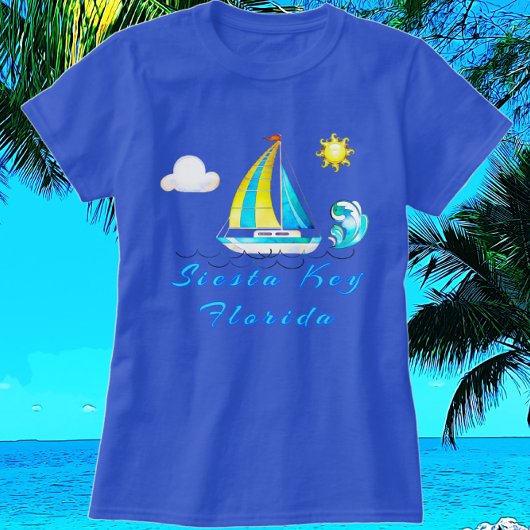 Siesta Key Florida Ocean Waves en Sailboat T-shirt