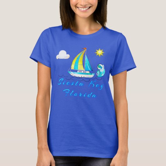 Siesta Key Florida Ocean Waves en Sailboat T-shirt (Voorkant)