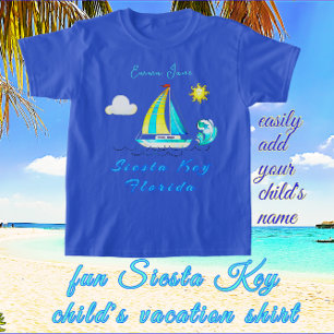 Siesta Key, Florida Ocean Zeilboot en naam T-shirt