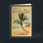 Siesta Key Florida Palm Beach Vintage Travel Kaart<br><div class="desc">Het Siesta Key Florida-ontwerp in Vintage Travel-stijl met een palmboom op het strand met oceaan en lucht.</div>