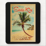 Siesta Key Florida Palm Beach Vintage Travel Muismat<br><div class="desc">Het Siesta Key Florida-ontwerp in Vintage Travel-stijl met een palmboom op het strand met oceaan en lucht.</div>