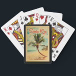 Siesta Key Florida Palm Beach Vintage Travel Pokerkaarten<br><div class="desc">Het Siesta Key Florida-ontwerp in Vintage Travel-stijl met een palmboom op het strand met oceaan en lucht.</div>