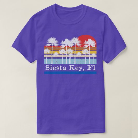 Siesta Key Florida Palmbomen Coloblock Grafisch Su T-shirt (Design voorkant)