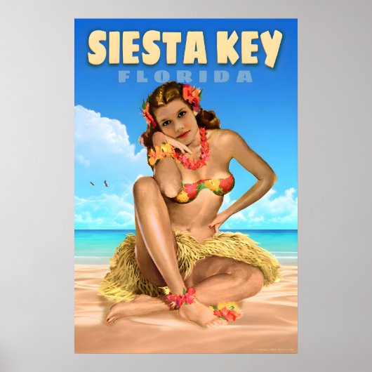 Siesta Key Florida Reisposter Zee Arend Poster (Voorkant)
