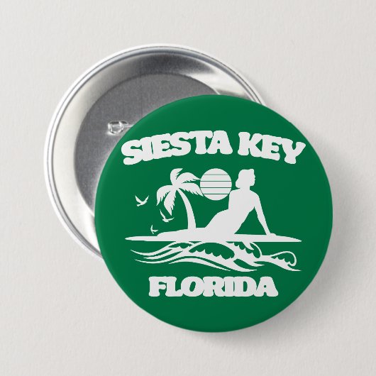 Siesta Key Florida Ronde Button 7,6 Cm (Voorkant /achterkant)