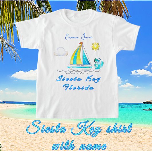 Siesta Key, Florida Sailboat Sun en naam T-shirt