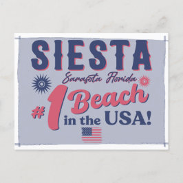 Siesta Key Florida  Souvenir FL Retro Beach Briefkaart