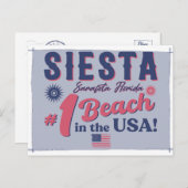 Siesta Key Florida  Souvenir FL Retro Beach Briefkaart (Voorkant / Achterkant)