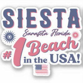 Siesta Key Florida  Souvenir FL Retro Beach Sticker