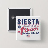Siesta Key Florida  Souvenir FL Retro Beach Vierkante Button 5,1 Cm (Voorkant /achterkant)