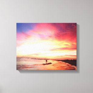 Siesta Key Florida, Summer Night, Sunset Canvas Afdruk
