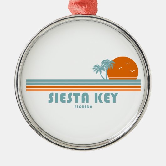 Siesta Key Florida Sun Palm Trees Metalen Ornament (Voorkant)